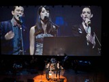 That's Joseph Gordon-Levitt and Anne Hathaway. In the darkness stage right, you can barely see me playing accordion. 